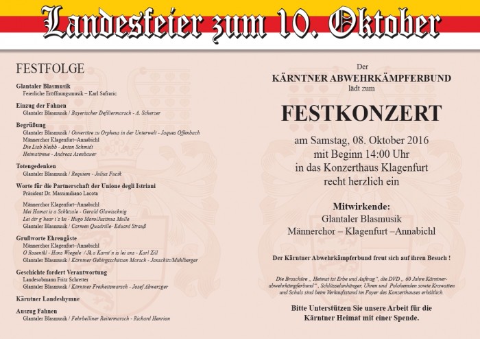 10.-Oktober-Feier des Kärntner Abwehrkämpferbundes