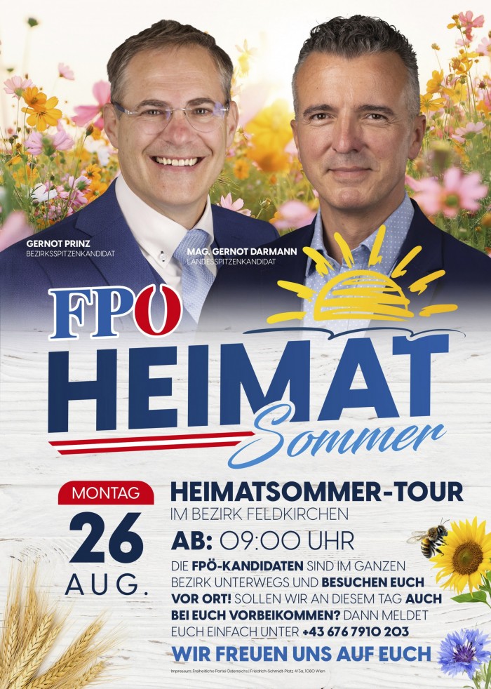 FPÖ-Heimatsommer-Tour: Bezirk Feldkirchen