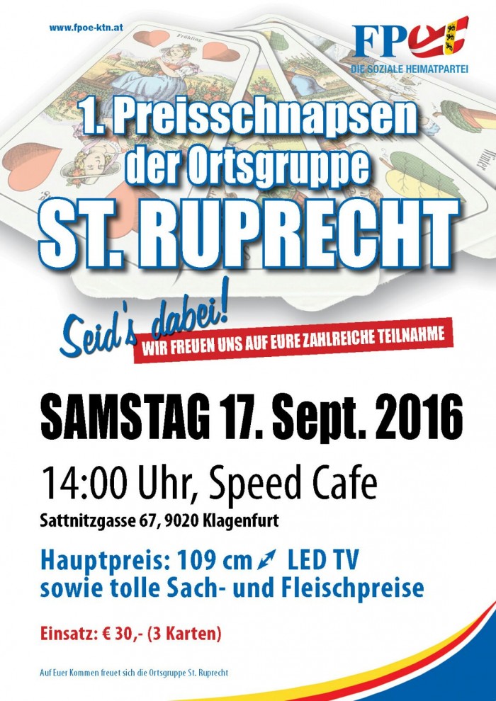 Preisschnapsen der Ortsgruppe St. Ruprecht